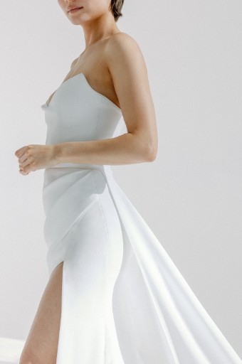 Alyssa Kristin Crepe Overskirt (with belt) by Alyssa Kristin #1 Natural White thumbnail