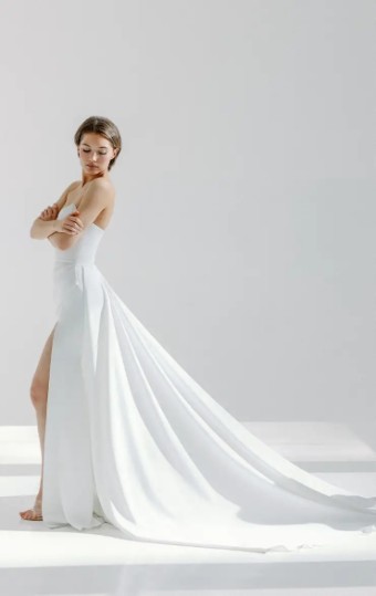 Alyssa Kristin Crepe Overskirt (with belt) by Alyssa Kristin #0 default Natural White thumbnail