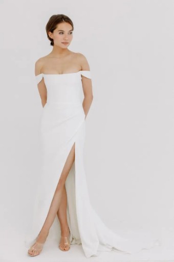Alyssa Kristin Camila 2.0 by Alyssa Kristin (sampled: pleated skirt with slit/ 20" train) #0 default Natural White thumbnail