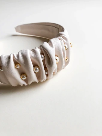 Hushed Commotion Millicent Beaded Headband - sample for sale -  by Hushed Commotion #2 default Ivory/Blush thumbnail