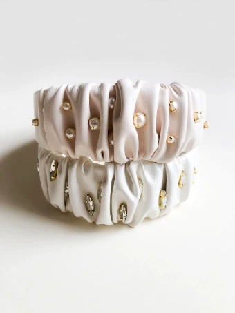 Hushed Commotion Millicent Beaded Headband - sample for sale -  by Hushed Commotion #0 default Ivory/Blush thumbnail