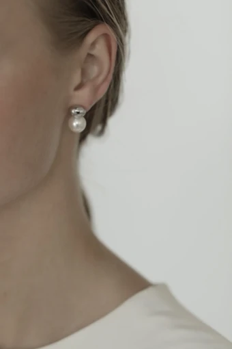 A.B. Ellie Orb x Pearl Sphere Earring by A B Ellie / HDWR #1 Silver thumbnail
