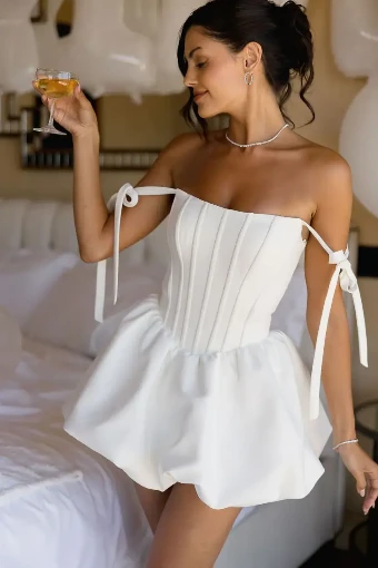 Untamed Petals Muse Mini Dress #1 Light Ivory thumbnail