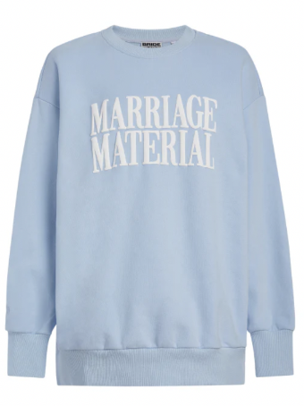 Bridemerch Marriage Material (BLUE) Oversize Crewneck Sweatshirt by BRIDEMERCH #0 default Blue thumbnail