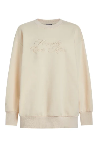 Bridemerch Happily Ever After (Cream) Oversize Crewneck Sweatshirt by BRIDEMERCH #0 default White thumbnail