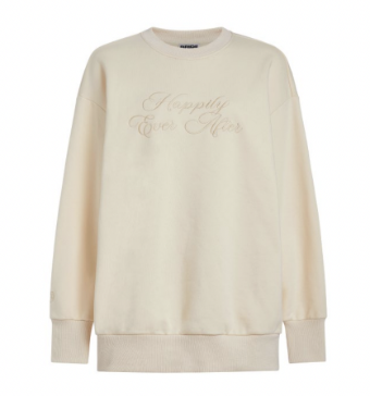 Bridemerch Happily Ever After (Cream) Oversize Crewneck Sweatshirt by BRIDEMERCH #1 default White thumbnail