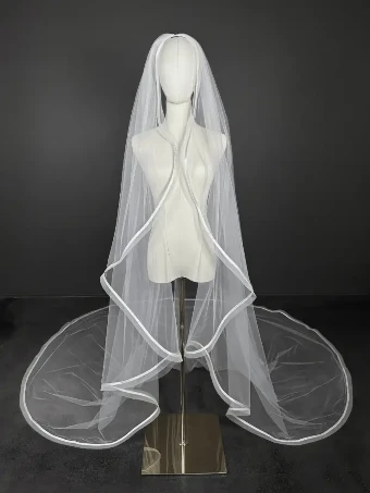 Sara Gabriel Headpieces Diana Veil #1 default Pale Ivory/Horse Hair thumbnail