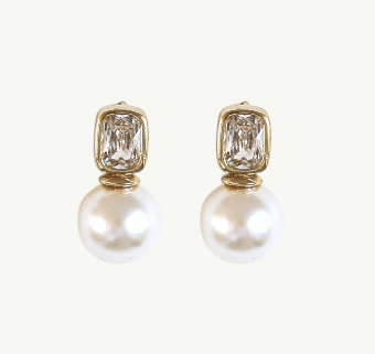 A.B. Ellie Bezel Pearl Stud Drop Earring by A B Ellie / HDWR #2 default Gold thumbnail