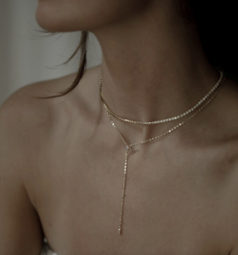 A.B. Ellie Dainty Crystal Tennis Necklace by A B Ellie / HDWR #2 default Gold thumbnail