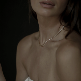 A.B. Ellie Dainty Crystal Tennis Necklace by A B Ellie / HDWR #0 default Gold thumbnail