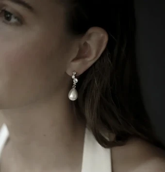 A.B. Ellie Stacked Bezel Pearl Hoop Drop Earring #2 default Gold thumbnail