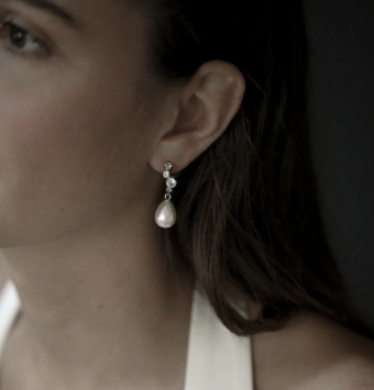 A.B. Ellie Stacked Bezel Pearl Hoop Drop Earring #2 default Gold thumbnail