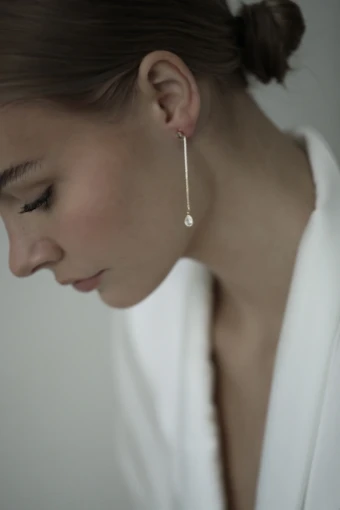 A.B. Ellie Bezel 2:1 Teardrop Strand Earrings #1 Gold thumbnail