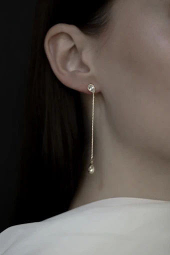 A.B. Ellie Bezel 2:1 Teardrop Strand Earrings #0 default Gold thumbnail