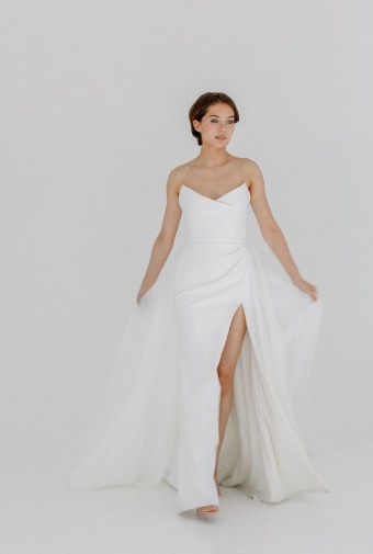 Alyssa Kristin Organza Overskirt (with crepe belt) #1 Natural White thumbnail