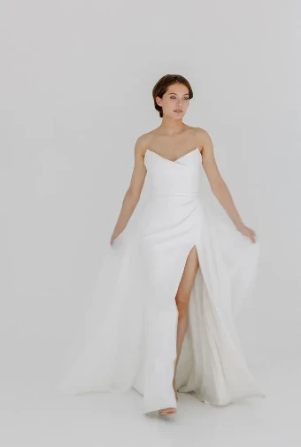 Alyssa Kristin Organza Overskirt (with crepe belt) #1 Natural White thumbnail