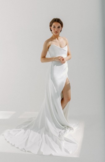 Alyssa Kristin Crepe Overskirt (with belt) #2 default Natural White thumbnail