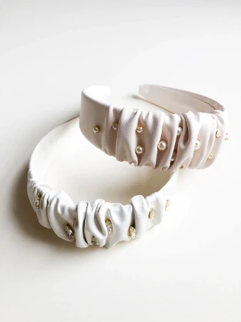 Hushed Commotion Millicent Beaded Headband - sample for sale - #1 Ivory/Blush thumbnail