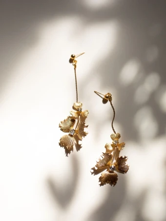 Hushed Commotion Arwen Floral Drop - sample for sale -  Earring #0 default Gold thumbnail