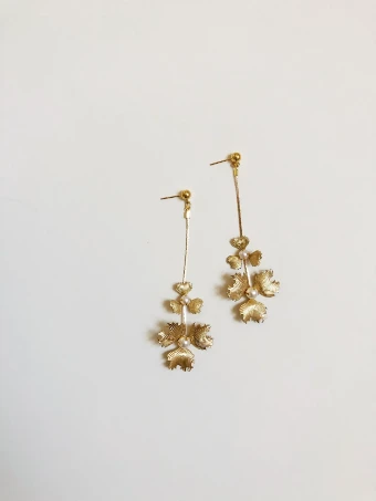 Hushed Commotion Arwen Floral Drop - sample for sale -  Earring #1 Gold thumbnail