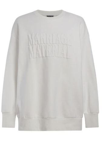 Bridemerch Marriage Material (WHITE) Oversize Crewneck Sweatshirt #0 default White thumbnail