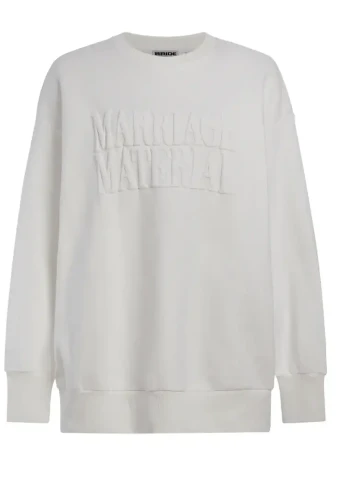 Bridemerch Marriage Material (WHITE) Oversize Crewneck Sweatshirt #0 default White thumbnail