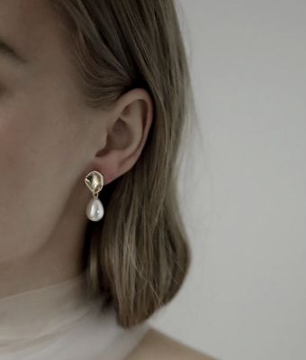 A.B. Ellie Sculptural Mini Peral Drop Earring #0 default Gold thumbnail