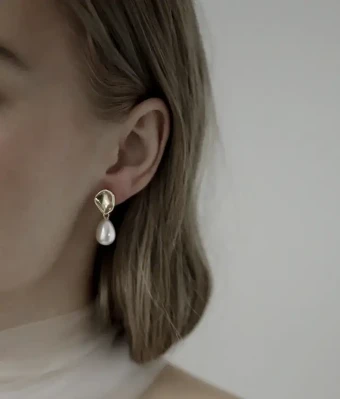A.B. Ellie Sculptural Mini Peral Drop Earring #0 default Gold thumbnail