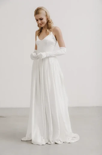 Heirloom Bridal Company Rae Satin Gloves #1 default Off White thumbnail