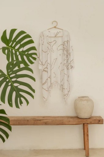 Village Thrive Monstera Kimono #1 White thumbnail