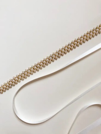 Hushed Commotion Ellie Delicate Pearl Sash by Hushed Commotion #0 default Gold/Silver thumbnail