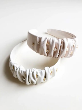 Hushed Commotion Millicent Beaded Headband by Hushed Commotion #1 Ivory/Blush thumbnail