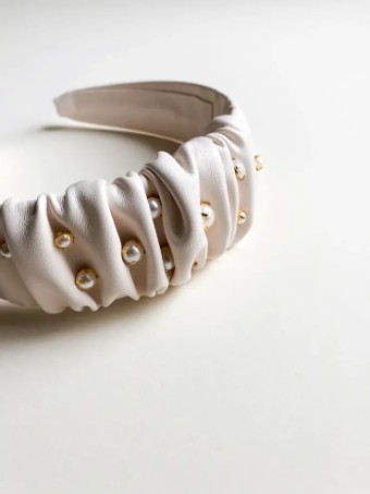 Hushed Commotion Millicent Beaded Headband by Hushed Commotion #2 default Ivory/Blush thumbnail
