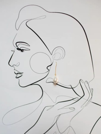 Hushed Commotion Penny Pearl Threader Earring #1 default Gold thumbnail
