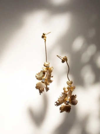 Hushed Commotion Arwen Floral Drop Earring by Hushed Commotion #0 default Gold/Silver thumbnail