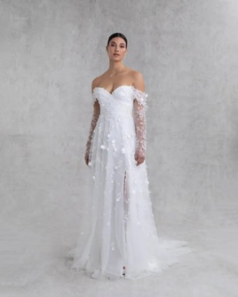 Alexandra Grecco Simone Floral Embroidered Illusion Tulle Sleeve by Alexandra Grecco #0 default Off White thumbnail